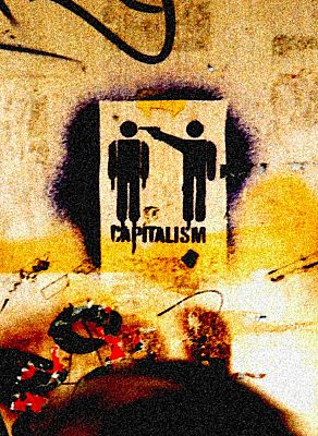 011_25907 | capitalism - graffiti an einem Abrisshaus in Hamburg Altona / Holstenstrasse.